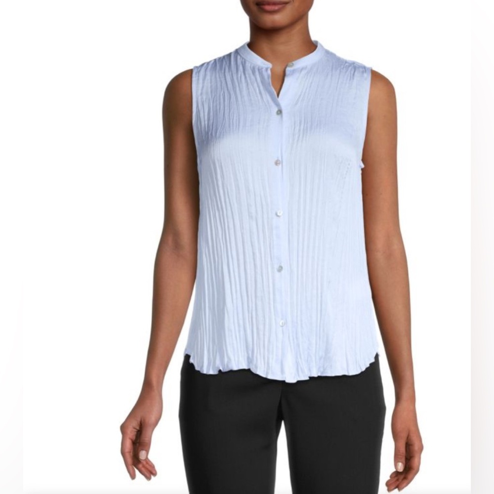 VINCE Crushed Band Collar Sleeveless Blouse sz XS